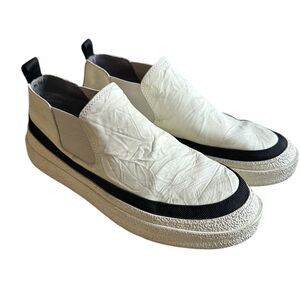 Hybrid Green Label Men's Breeze Sneaker White Crinkle Leather Upper. Size 9